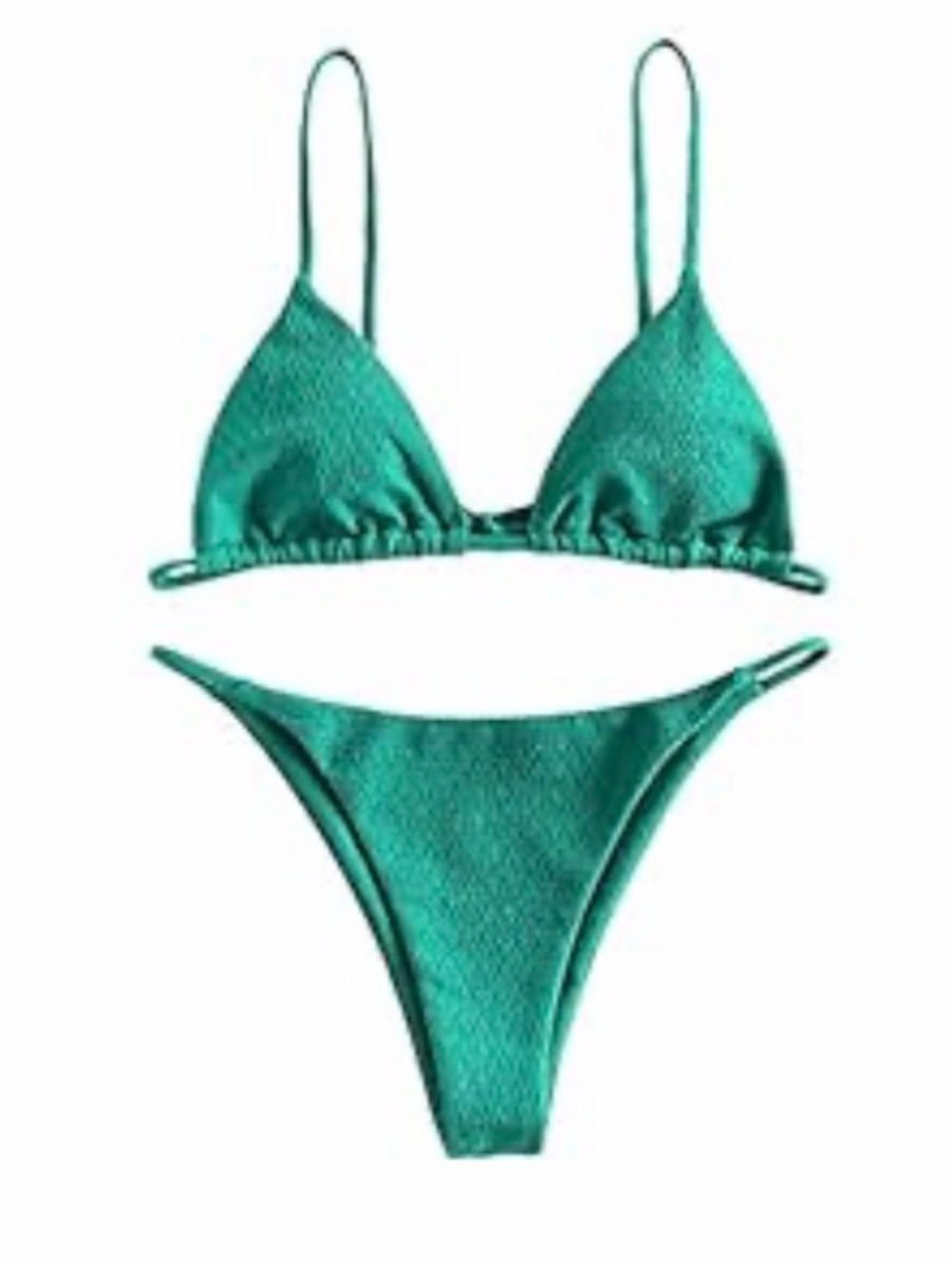 Zaful Teal Textured Triangle Bikini Set